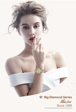 Load image into Gallery viewer, MISSFOX Butterfly Women Watches Luxury Brand Big Diamond 18K Gold Watch Waterproof Special Bracelet Expensive Ladies Wrist Watch
