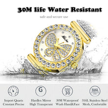 Load image into Gallery viewer, MISSFOX Butterfly Women Watches Luxury Brand Big Diamond 18K Gold Watch Waterproof Special Bracelet Expensive Ladies Wrist Watch
