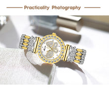 Load image into Gallery viewer, MISSFOX Butterfly Women Watches Luxury Brand Big Diamond 18K Gold Watch Waterproof Special Bracelet Expensive Ladies Wrist Watch
