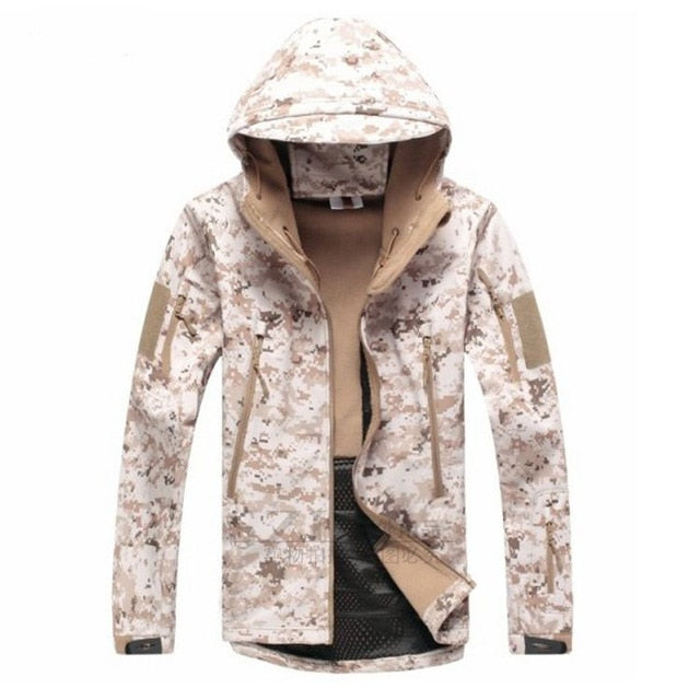 TACVASEN Army Camouflage Airsoft Jacket Men Military Tactical Jacket Winter Waterproof Softshell Jacket Windbreaker Hunt Clothes