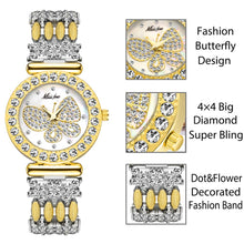 Load image into Gallery viewer, MISSFOX Butterfly Women Watches Luxury Brand Big Diamond 18K Gold Watch Waterproof Special Bracelet Expensive Ladies Wrist Watch
