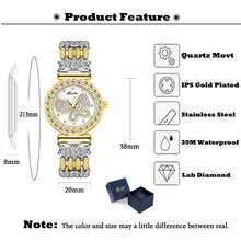 Load image into Gallery viewer, MISSFOX Butterfly Women Watches Luxury Brand Big Diamond 18K Gold Watch Waterproof Special Bracelet Expensive Ladies Wrist Watch
