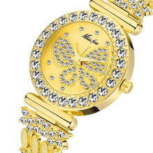 Load image into Gallery viewer, MISSFOX Butterfly Women Watches Luxury Brand Big Diamond 18K Gold Watch Waterproof Special Bracelet Expensive Ladies Wrist Watch
